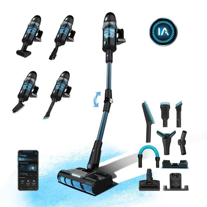 Cecotec Conga Rockstar 9500 Connected Ergowet 3000 IA Aspiradora Escoba/Mano sin Cable 29.6V 680W