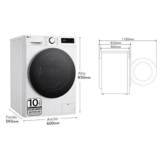 LG Serie 600 Lavadora Carga Frontal 10Kg A Blanca