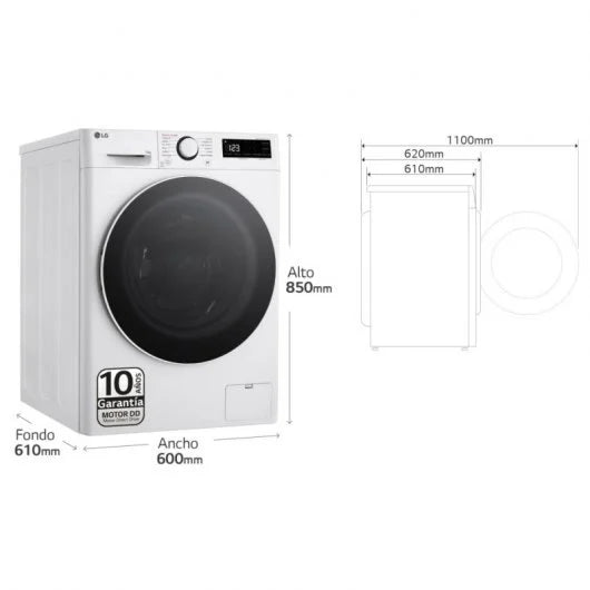 Lavadora Carga Frontal 13Kg A Blanca LG Serie