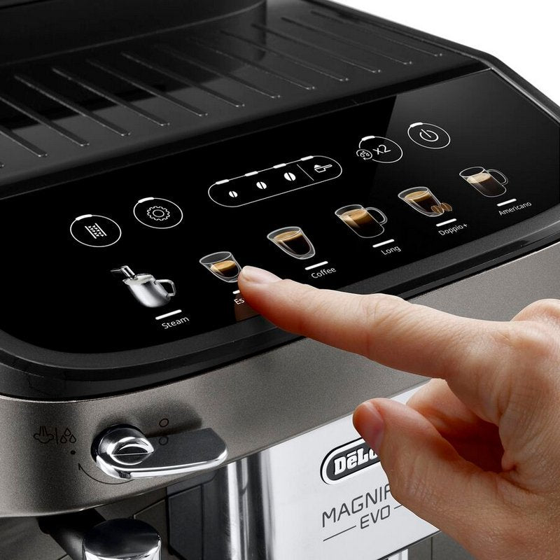 DeLonghi Magnifica Evo Cafetera Superautomática con Molinillo 15 Bares Titanio/Negro