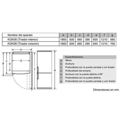 Bosch KGN36VIEA Frigorífico Combi E Acero Inoxidable