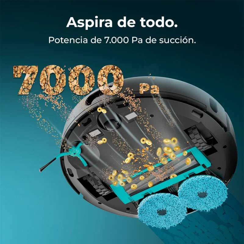 Conga 13090 Spin Revolution Home&Wash Robot Aspirador con Motor de Succión 7000 Pa Base 4 en 1