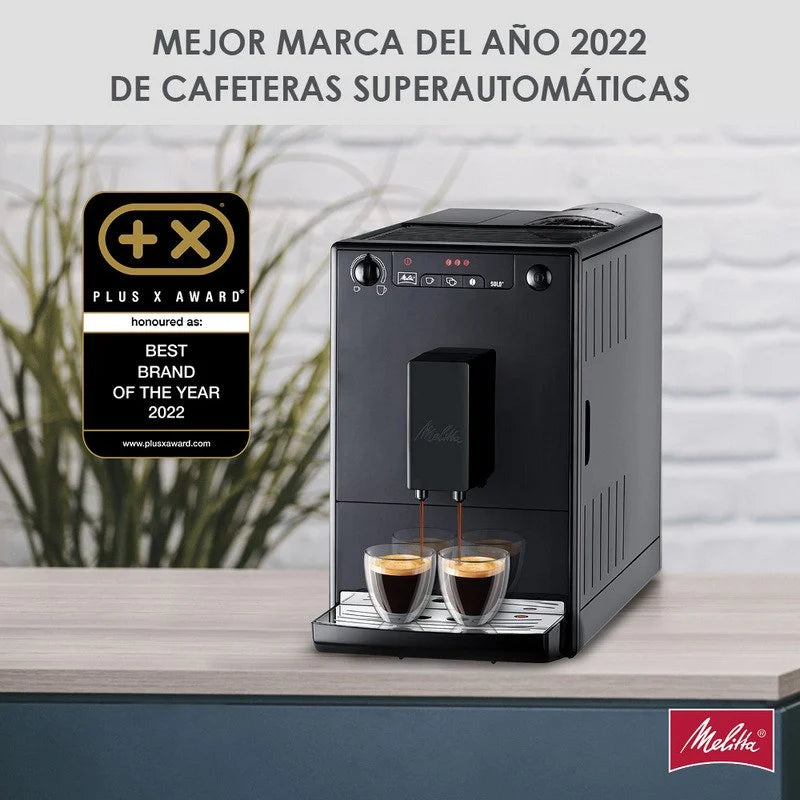 Melitta SOLO E950-222 Cafetera Superautomática Compacta con Molinillo Integrado 15 Bares Negra