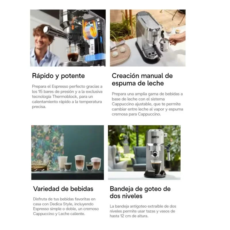 DeLonghi Dedica EC685.W Cafetera de Espresso Blanca