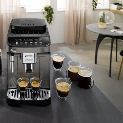 DeLonghi Magnifica Evo Cafetera Superautomática con Molinillo 15 Bares Titanio/Negro