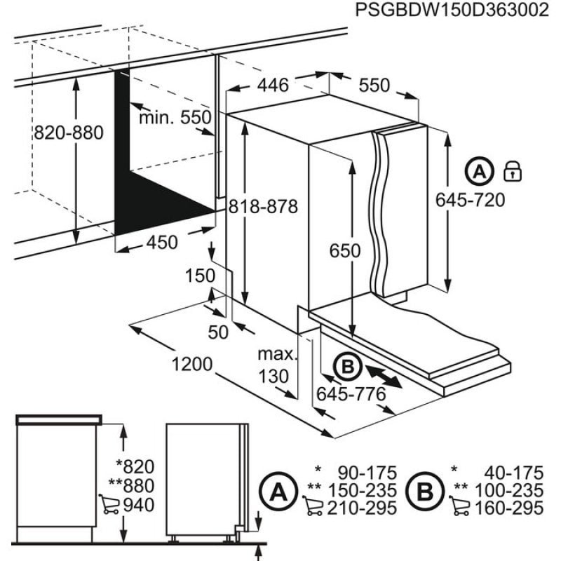 AEG FSE72507P Lavavajillas Integrable Capacidad 10 Cubiertos E
