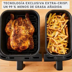 Freidora de aire – Moulinex Dual Fry & Grill EZ905D, Cocinado Dual, 2700 W