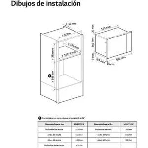 Microondas con grill integrable – LG MGBZ2593F, 900W, 8 niveles, 25 l, Cristal Negro