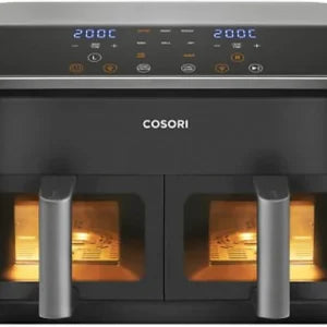 Freidora de aire – Cosori Dual Basket Chef Edition, 1750 W, 8.5 l, Doble cesta iluminada, Negro