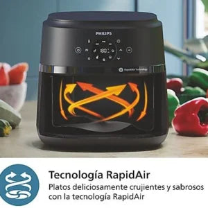 Freidora de aire – Philips Airfryer NA231/00, Con ventana, 6.2 L, 1700W