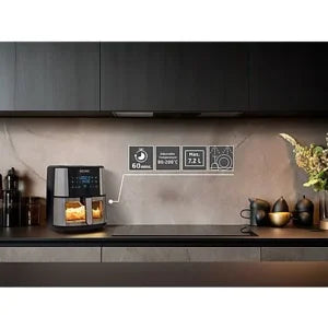 Freidora de aire – KOENIC KAF 71523 B, 1500 W, 7.2 l, 80-200°C, Panel táctil, Negro