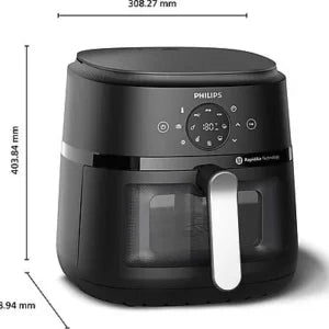 Freidora de aire – Philips Airfryer NA231/00, Con ventana, 6.2 L, 1700W