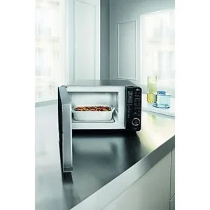 Microondas con grill – Whirlpool MWF421SL, 800W, 6 niveles, Función descongelación, 25 l, Negro
