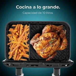 Freidora de aire – Cecotec Cecofry&Grill Duoheat 10000, Doble resistencia, 10 L, 2800 W