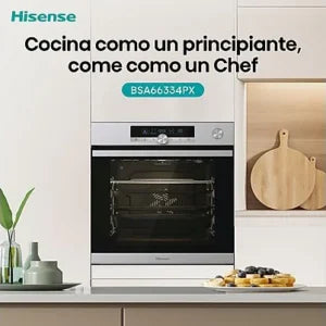 Horno integrable – Hisense BSA66334PX, 77 l, Pirolítico, 59.50 cm, Acero inoxidable antihuellas