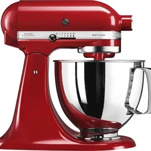Robot amasador – Kitchen-Aid Artisan 5KSM125EER, 300W, 4.8 l, Hasta 220 rpm, 4 accesorios, Rojo