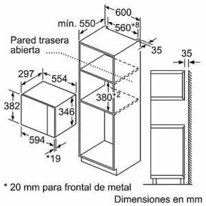 Microondas integrable – Balay 3CG5172B2, Grill, 800W, 20 L, 5 potencias, Control deslizante, Aquálisis, Blanco