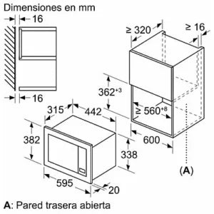 Microondas integrable – Balay 3CG6112X3, Potencia 800W
