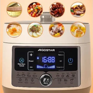 Olla a presión electrica – AIGOSTAR Panda, 1000 W, Blanco