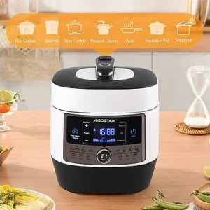 Olla a presión electrica – AIGOSTAR Panda, 1000 W, Blanco