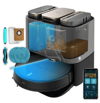 Conga 13090 Spin Revolution Home&Wash Robot Aspirador con Motor de Succión 7000 Pa Base 4 en 1